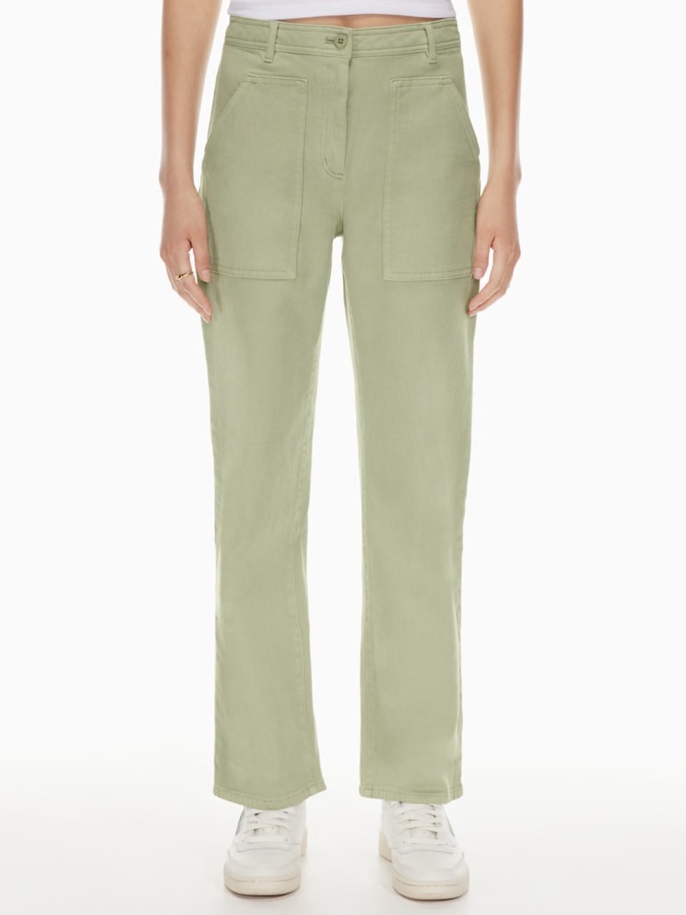 Aritzia Straight-Leg Utility Pants in Sage Green